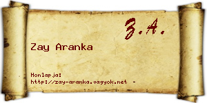 Zay Aranka névjegykártya